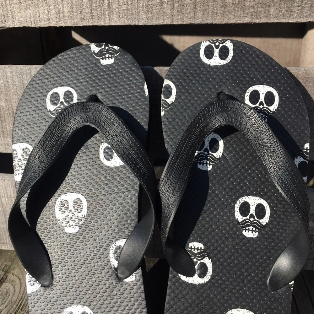 - Sugar Skull Mustache TCP Flip-Flops! NEW!
